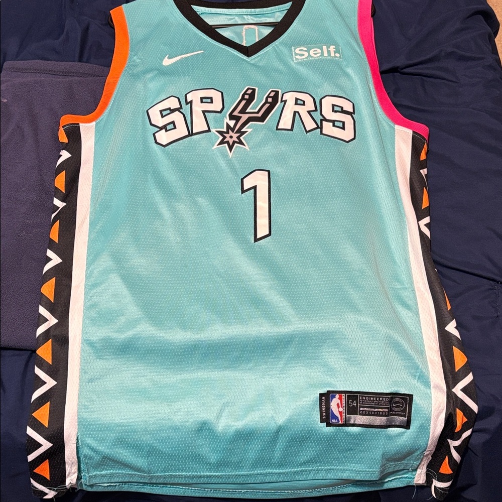 Men's Nike Spurs Teal Jersey with Black and Pink Accents
